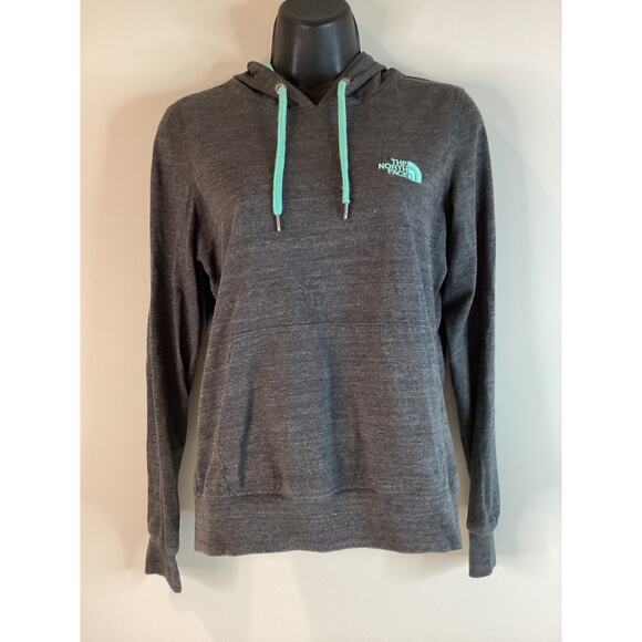 North Face Hoodie Long Sleeve Hooded Gray Mint Womens Kangaroo pocket Medium - Picture 5 of 10